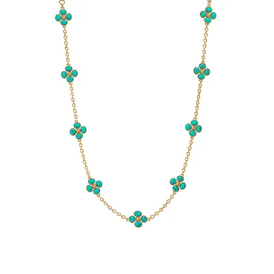 Berry Clover Turquoise Double Sided Necklace