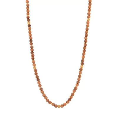 Berry Teak Single Strand Beads Necklace