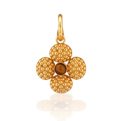 Berry Tiger's Eye Clover Double Sided Charm/Pendant