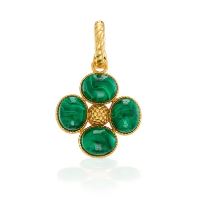 Berry Clover Malachite Double Sided Pendant