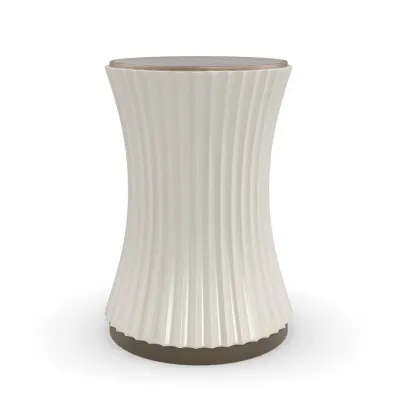 Valentina Accent Table End/Side Table Matte Pearl, Gold Shimmer
