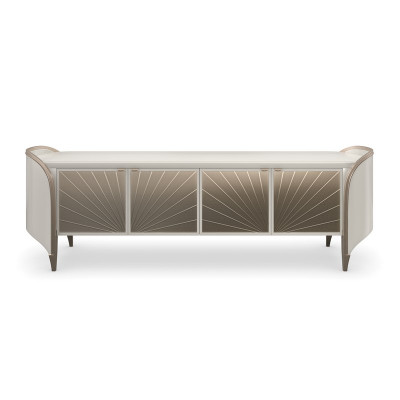 Valentina Media Console Matte Pearl, Golden Shimmer