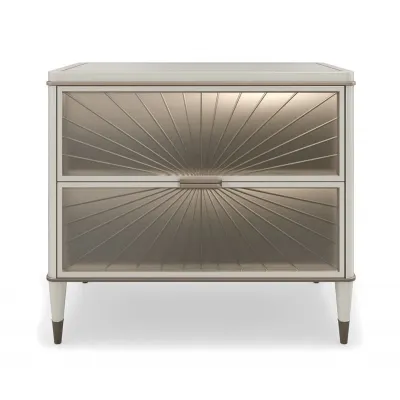 Valentina Small Nightstand Matte Pearl, Golden Shimmer, Bronze Gold