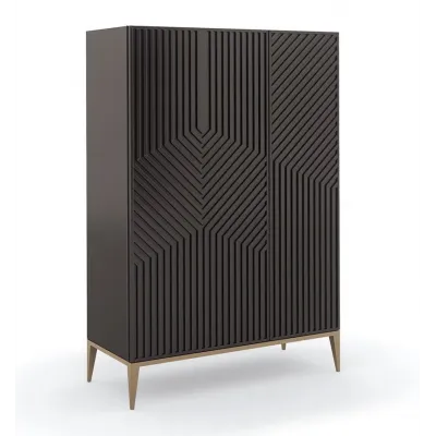 Out Of Line Armoire Dark Chocolate, Rich Walnut, Almost White, Champagne Gold