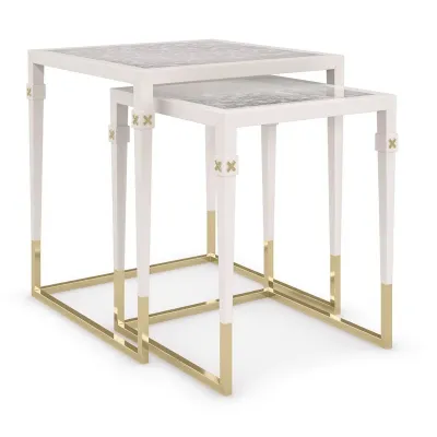 Better Together End/Side Table Pearly White, Majestic Gold