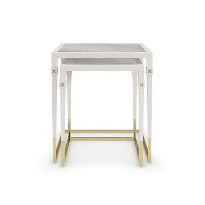Better Together End/Side Table Pearly White, Majestic Gold