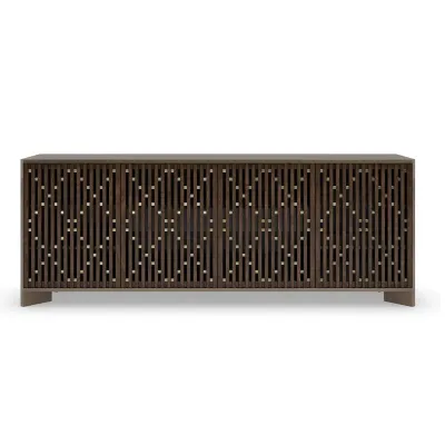 Diamond In The Rough Entertainment Brushed Antique Brass Paint, Rich Walnut, Whisper Of Gold