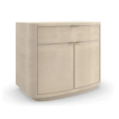 Simply Perfect Nightstand Ivory Painted Faux Shagreen