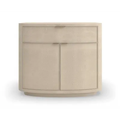 Simply Perfect Nightstand Ivory Painted Faux Shagreen