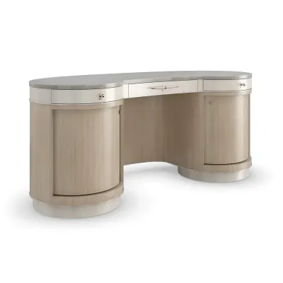 Vanity Fair Console & Desk Dry Martini, Cloud, Charcoal Leaf, Brushed Gold