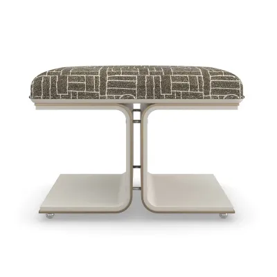 Balance Beam Bench/Ottoman Cloud, Brushed Gold, Brushed Stainless