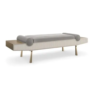 Roll Play Bench/Ottoman Almond Milk, Champagne Pearl, Brushed Gold