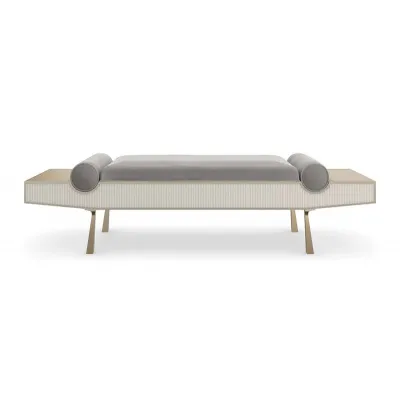 Roll Play Bench/Ottoman Almond Milk, Champagne Pearl, Brushed Gold