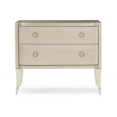 Perfect Match Nightstand Soft Silver Paint, Smoked Birdseye