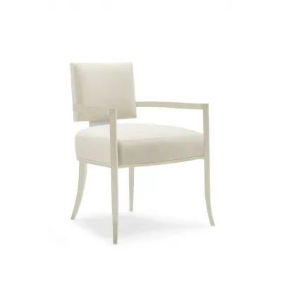 Reserved Seating Dining Chair Soft Silver Paint, Lightly Brushed Chrome