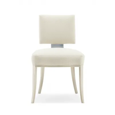 Reserved Seating Dining Chair Soft Silver Paint, Lightly Brushed Chrome