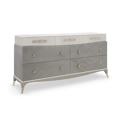 Tempo Dresser Cappuccino, Sparkling Argent, Alabaster Painted Faux Shagreen