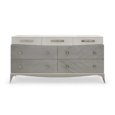 Tempo Dresser Cappuccino, Sparkling Argent, Alabaster Painted Faux Shagreen