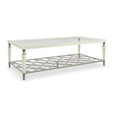 Easily Charming Cocktail Table Creme De La Crème, Soft Silver Paint, Gold Bullion Leaf