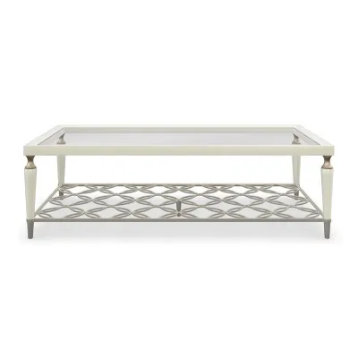 Easily Charming Cocktail Table Creme De La Crème, Soft Silver Paint, Gold Bullion Leaf