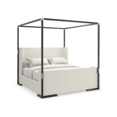 Shelter Me Canopy Bed Almost Black, Brushed Stainless