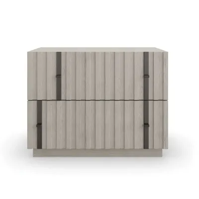 Large Clancy Nightstand Fossil, Matte Black Metal
