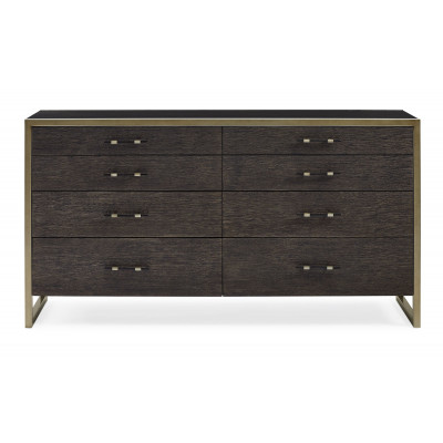 Remix Double Dresser Dresser Black Stained Ash, Cerused Oak, Bronze Gold Metal
