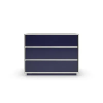 Da Vita Large Nightstand Thunder, Smoked Stainless Paint, Prussian Blue Paint