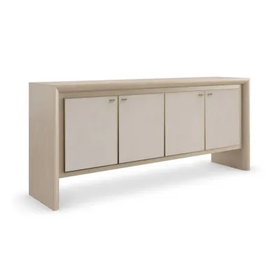 Unity Credenza Sideboard/Buffet Sun Drenched Oak, Lucent Bronze Metallic