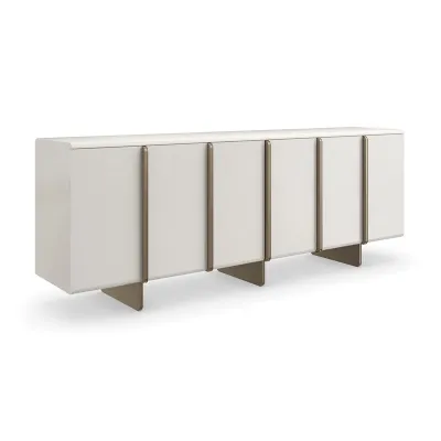 Emphasis Credenza Sideboard/Buffet Almost White, Textured Adobe, Lucent Bronze Metallic