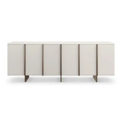 Emphasis Credenza Sideboard/Buffet Almost White, Textured Adobe, Lucent Bronze Metallic