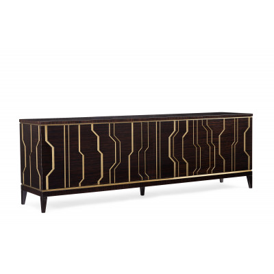 The Skyline Credenza Sideboard/Buffet Modern Ebony, French Brass