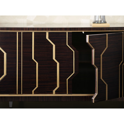 The Skyline Credenza Sideboard/Buffet Modern Ebony, French Brass