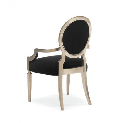 Chit-Chat Arm Dining Chair Taupe Silver Leaf