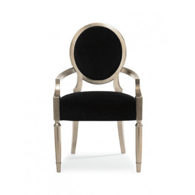 Chit-Chat Arm Dining Chair Taupe Silver Leaf