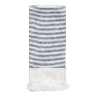 Terry Stripes White-Blueberry Kitchen Towel Terry 27.5'' x 19.75''