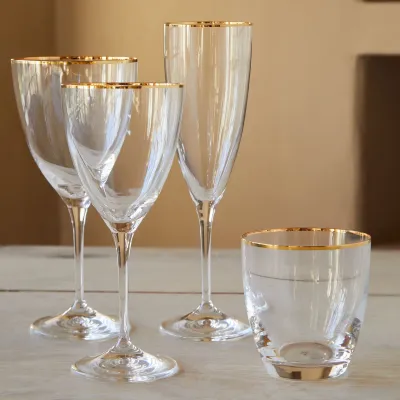 Sensa Clear with Golden Rim Water Glass With Golden Rim D4 H8'' | 14 Oz.