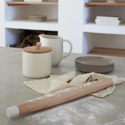 Beech Collection Beech Beechwood French Rolling Pin W/ Ceramic Edges D2'' L22''