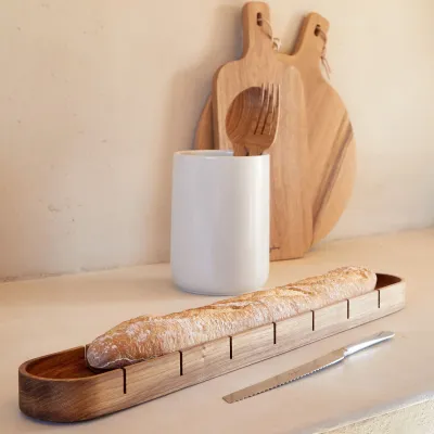Pacifica Oak Wood Gift Oak Baguette Board W/ Bread Knife Baguette Board: 24'' x 3.5'' H2''
Bread Knife: 11.65'' T0.03''