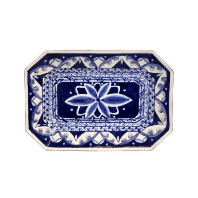 Alentejo Terracotta Blue-White Oct. Platter 13.5'' x 9''