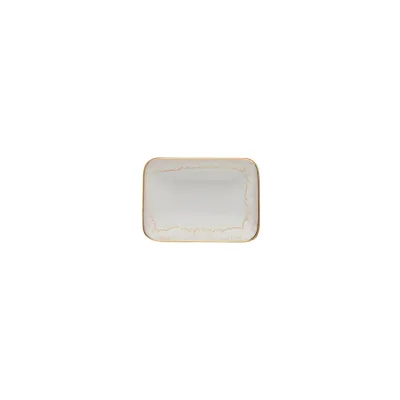 Taormina White & Gold Soap Dish 5.25'' x 3.75'' H1''