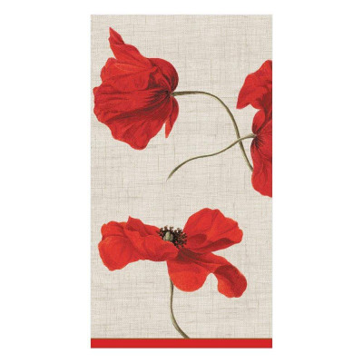 Dancing Poppies Paper Guest Towel/Buffet Napkins Ivory, 15 Per Pack