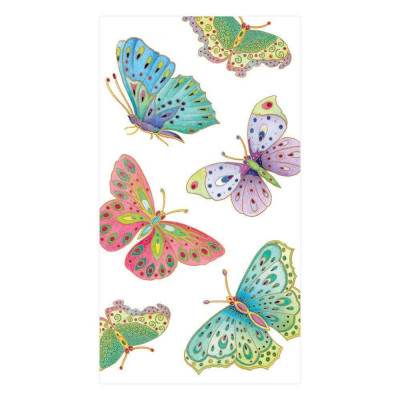 Jeweled Butterflies Paper Guest Towel/Buffet Napkins Pearl, 15 Per Pack