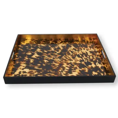 Tortoiseshell by Agustin Hurtado Oversize Lacquer Rectangular Tray 22" x 30"
