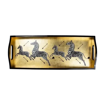Zebras Gold Lacquer Bar Tray