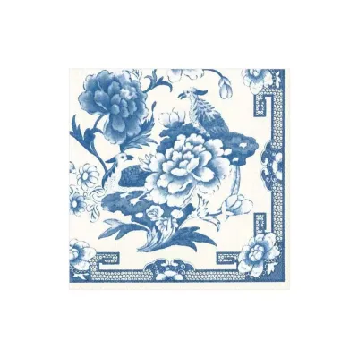 Blue And White Boxed Paper Cocktail Napkins, 40 Per Box