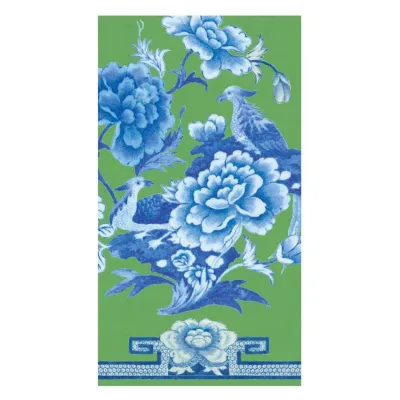 Green And Blue Plate Paper Guest Towel/Buffet Napkins, 15 per Pack