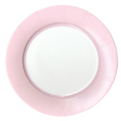 Linen Border Paper Dinner Plates Petal Pink, 8 Per Pack