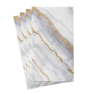 Marble Paper Guest Towel/Buffet Napkins Grey, 15 Per Pack