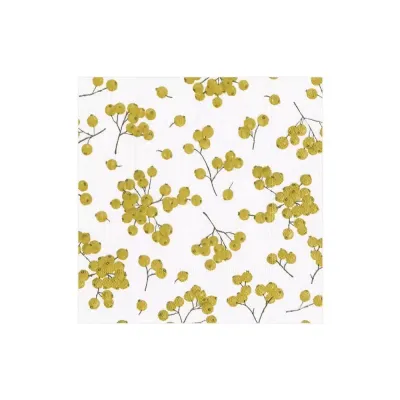 Berry Gathering Ivory/Gold Boxed Paper Cocktail Napkins, 40 Per Box